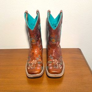 Smoky Mountain Floral Embroidered Cowgirl leather boots, size 2 (Little Girl)